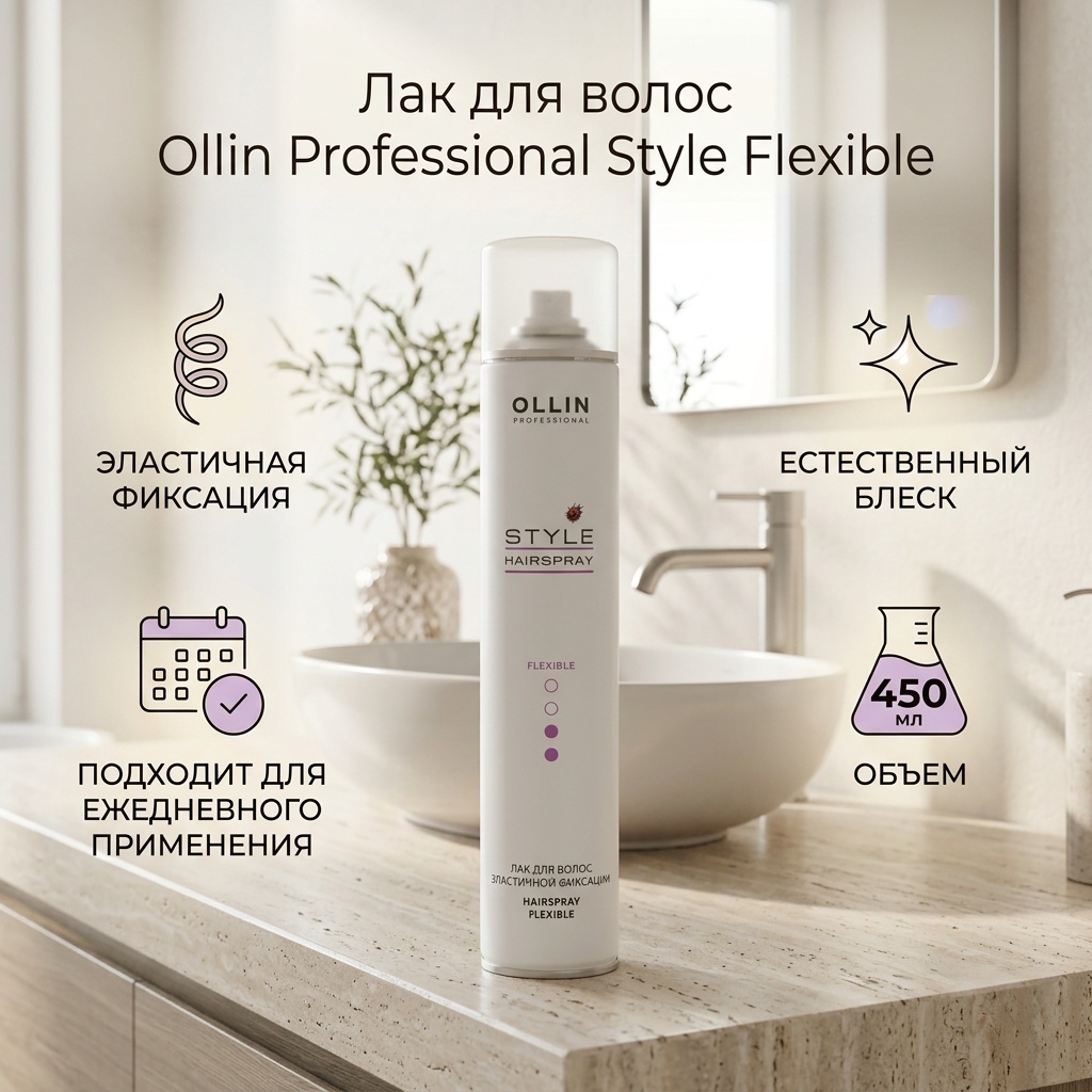 Ollin Professional Style Flexible лак средняя фиксация 450 мл