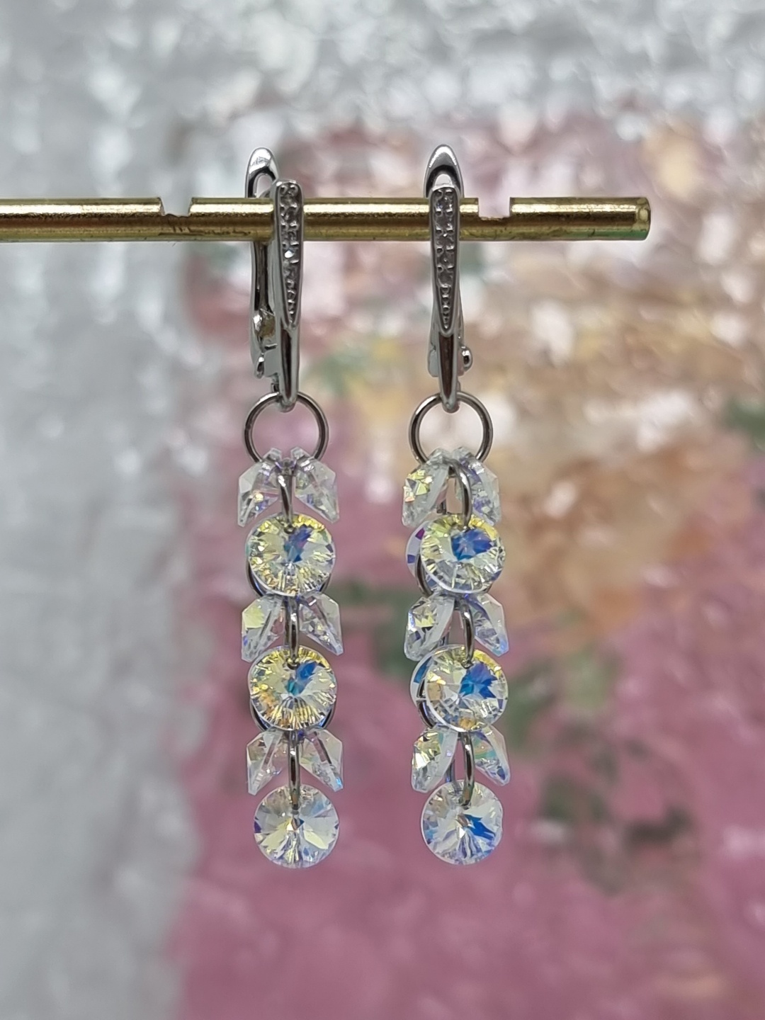 Серьги бижутерный сплав, кристаллы Swarovski