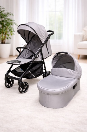 Коляска универсальная 2 в 1 Ining baby New lux S001K, серый