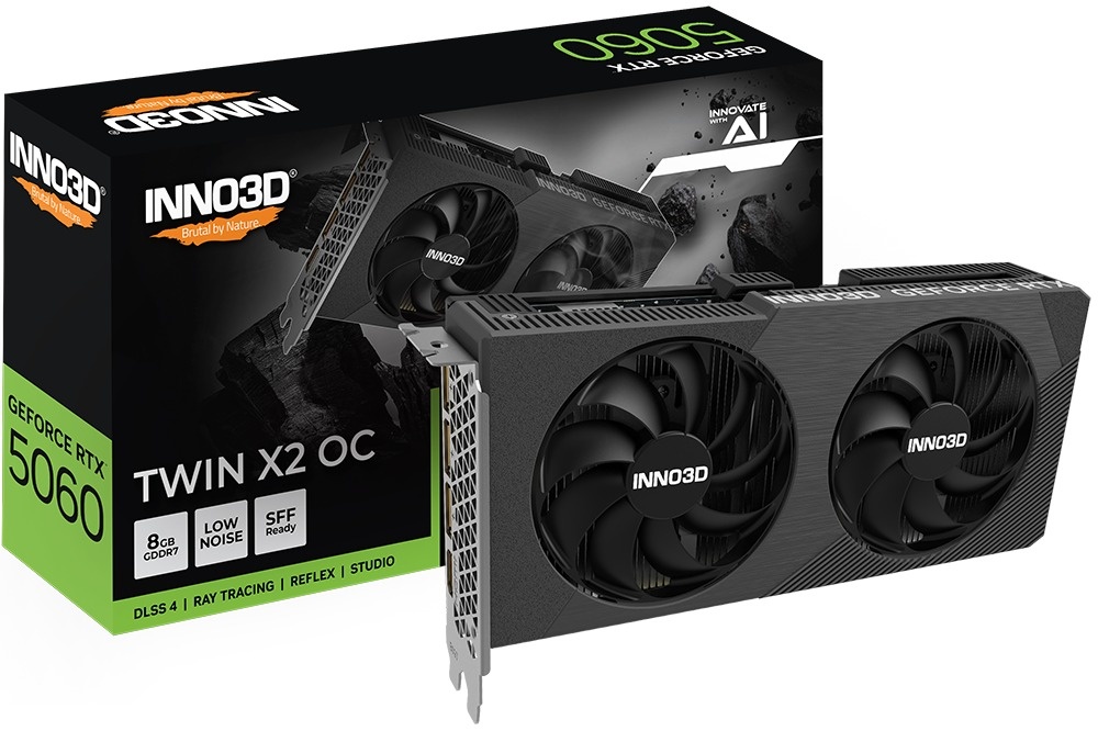 Видеокарта Inno3D RTX 5060 8GB TWIN X2 OC V2 8GB, N50602-08D7X-195071N 8 Гб