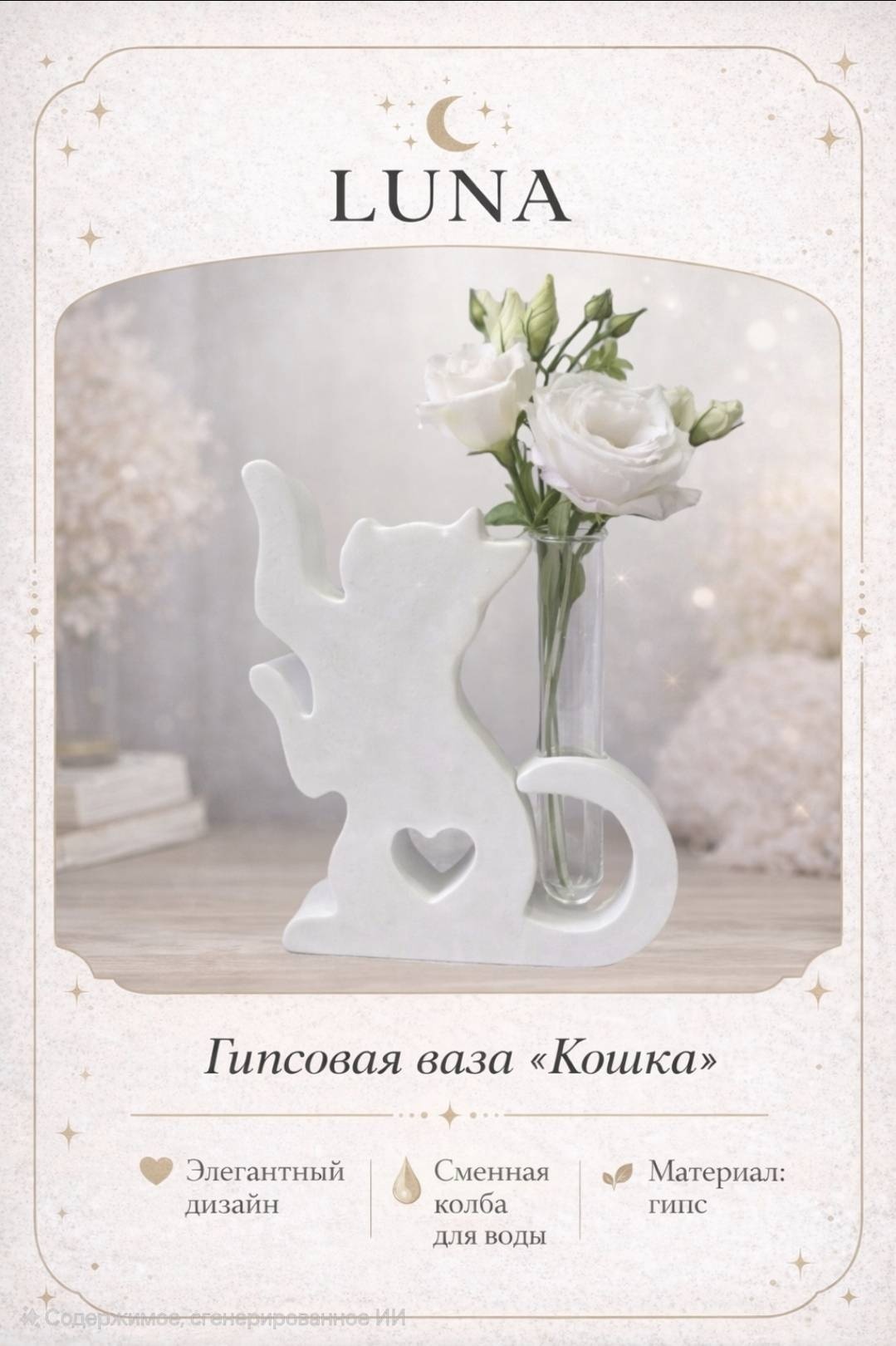 Ваза 15 см 30450351_486159490, гипс