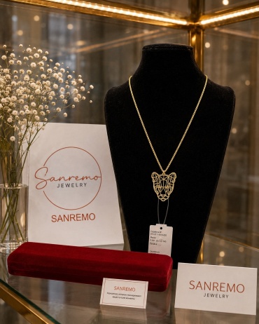Колье Sanremo Двойной ромб 2,74 Ягуар 0,88 длина 45 см вес 3.62 г золото, без вставок
