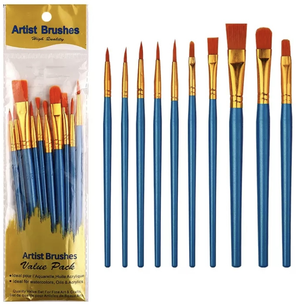 Кисть Artist brushes Набор кистей синий 10шт