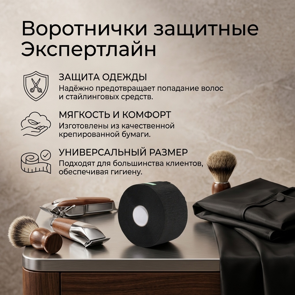 Экспертлайн Защитные воротнички ЧЕРНЫЕ, рулон 100 шт.