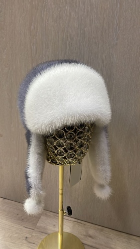 Ушанка SemiFur размер универсальный, белый, графит