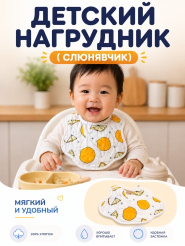 Нагрудник ERKEHAN er, мин. возраст с рождения, 1 шт