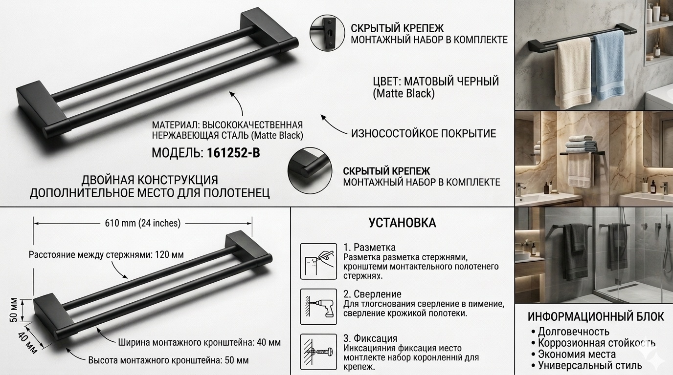 Aqvaplus держатель 161252-B 1 шт, металл