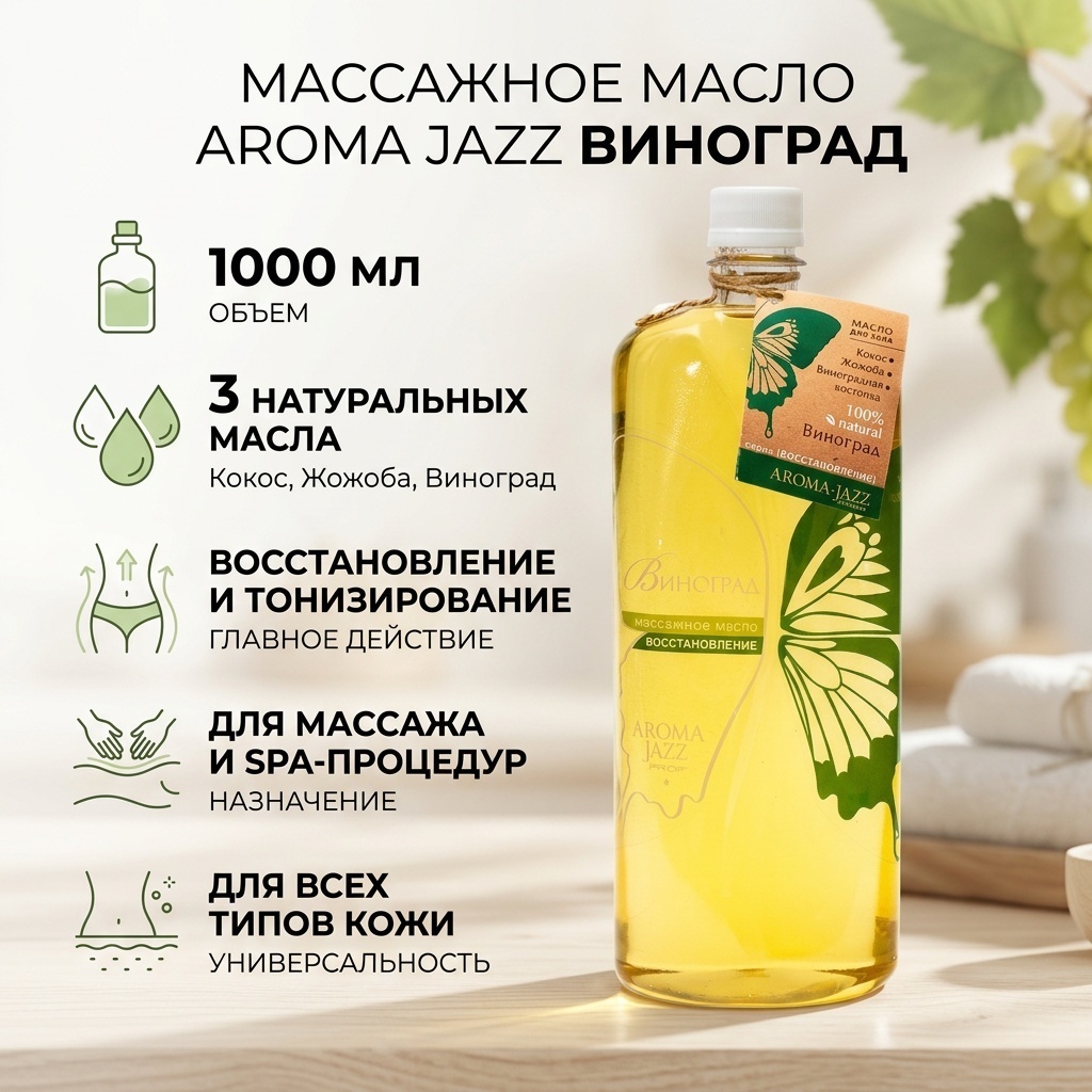 Aroma Jazz Виноград восстановление масло для тела 1000 мл