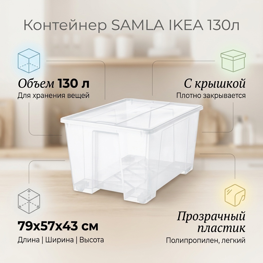 IKEA контейнер универсальный 79x57x43 см, пластик