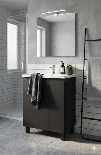 Тумба с раковиной KABINKA.KZ Байтерек, 57x72x49.6 см, графит