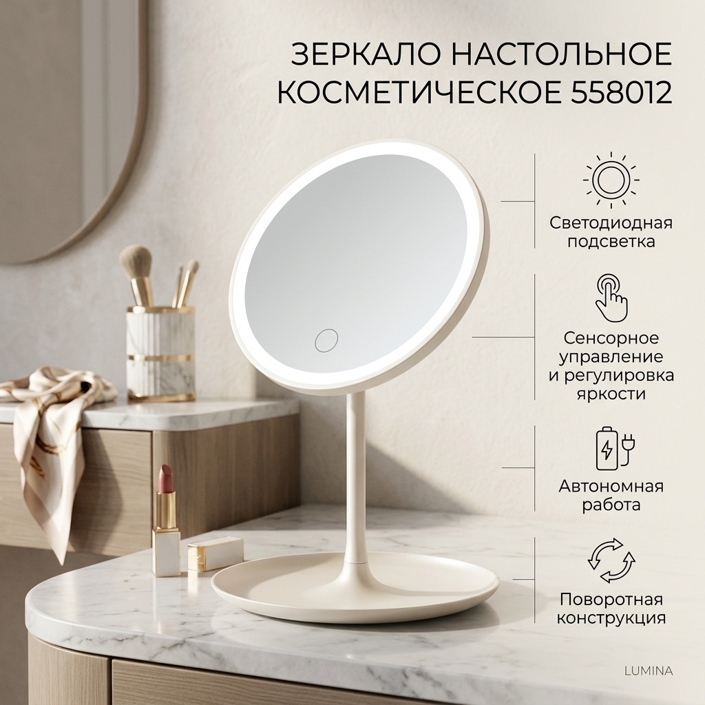 Зеркало настольное косметическое 558012