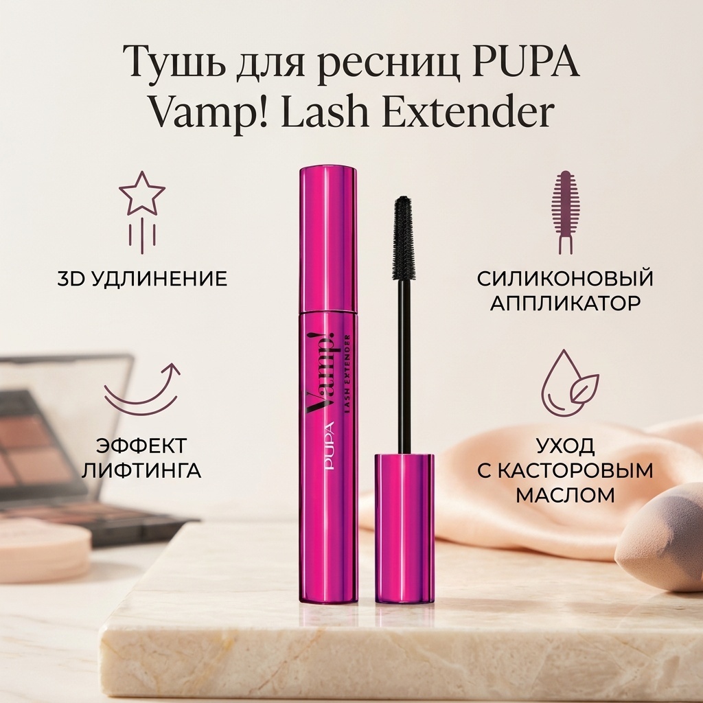 Тушь для ресниц PUPA Vamp Lash Extender 112 Extra Black удлиняющая черный