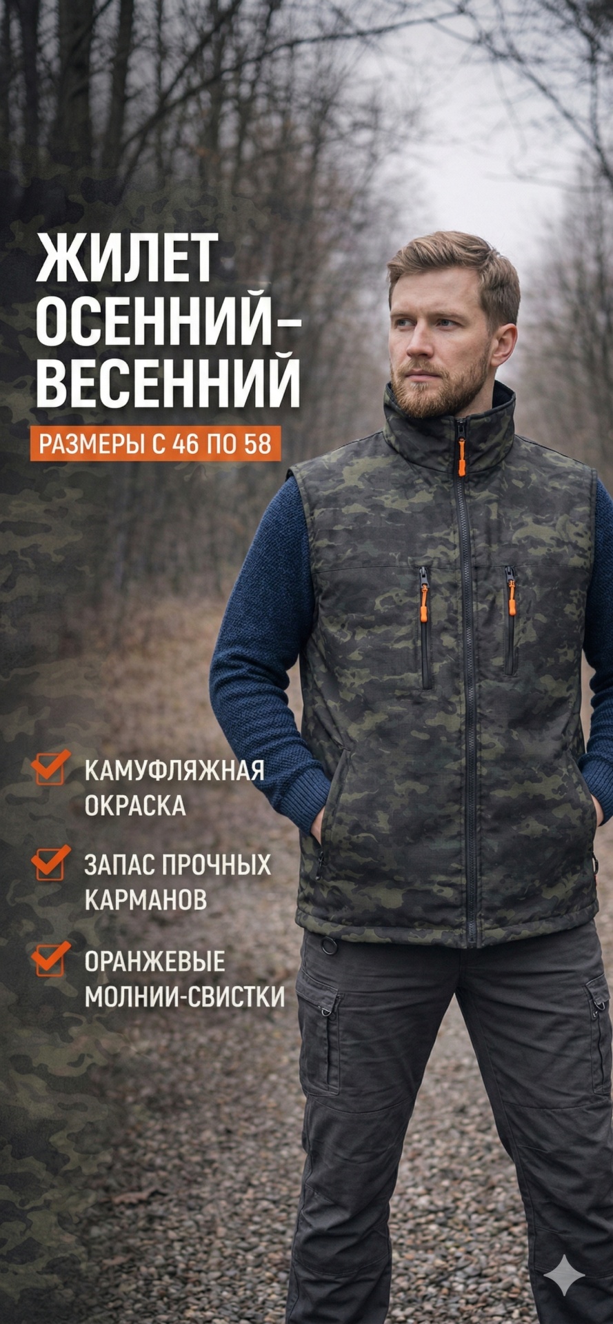 Жилет BRUTAL LIFESTYLE черный, мультиколор