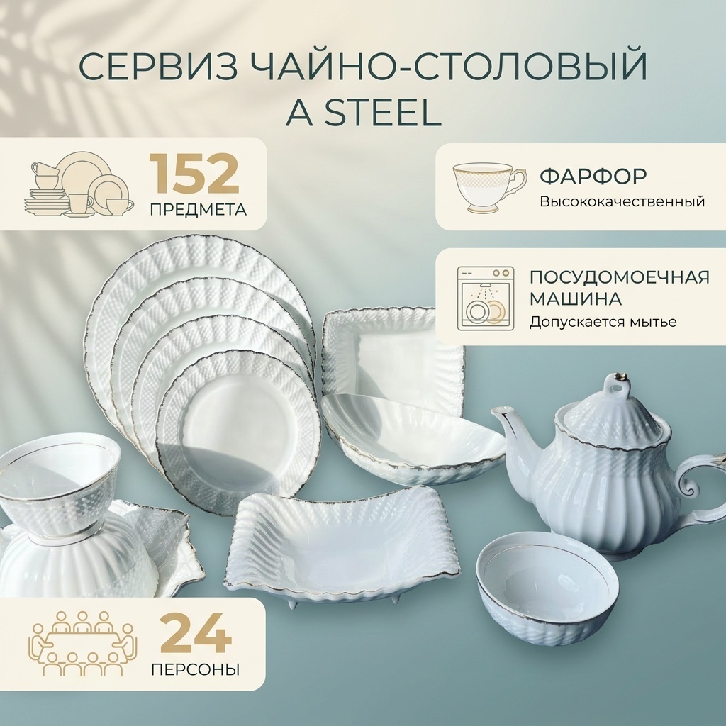 Сервиз чайно-столовый A STEEL 7077070203 152 в 1