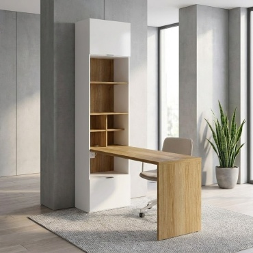 Стол компьютерный с надстройкой Шатура Soho, 180х60x233 см, белый, коричневый