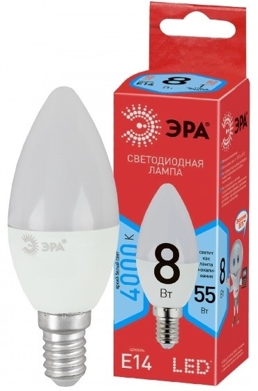 ЭРА 8W Е14, светодиодная, естественный белый