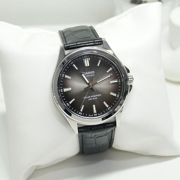 Кварцевые CASIO Solar Premium Leather Black нержавеющая сталь