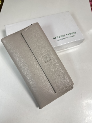 Кошелек MANAGE MONEY натуральная кожа серый