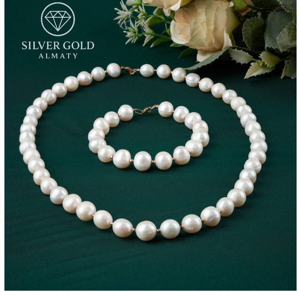 Silver Gold Almaty 951342538 вес 85 г сплав покрытый золотом 24К, жемчуг