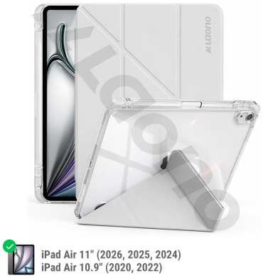 Чехол LAONO для Apple iPad Air 11 (2025), iPad Air 11 (2024), iPad Air (2022) 10.9 дюйм светло-серый, прозрачный