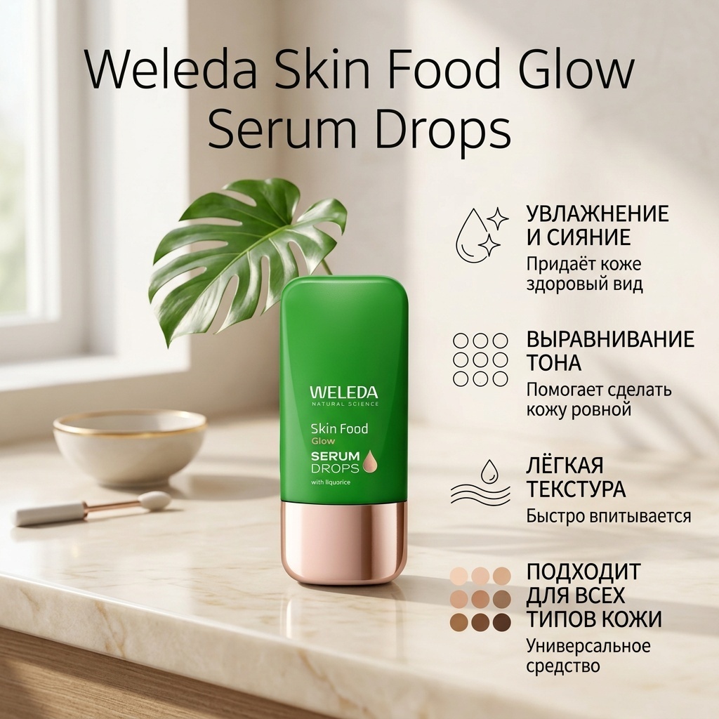 Weleda сыворотка-концентрат Skin Food Glow Serum Drops для лица 30 мл