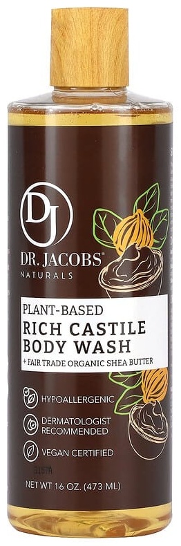 Dr. Jacobs Naturals Насыщенный кастильский гель для душа на растительной основе + органическое масло ши, 473 мл гель 473 мл