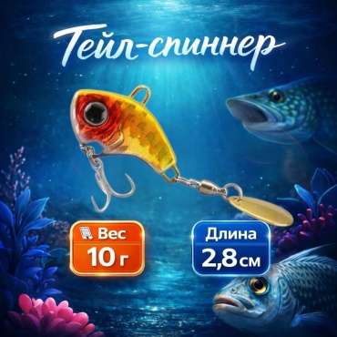 Блесна Отдых в стиле Тейл-спиннер 10 г, виб-блесна для спиннинга, 3D глаз, металлический лепесток 1 шт