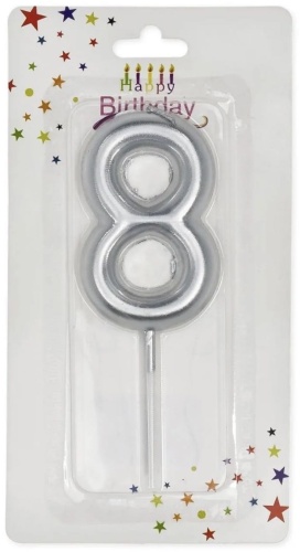 Свеча Happy birthday цифра 8, 1 шт