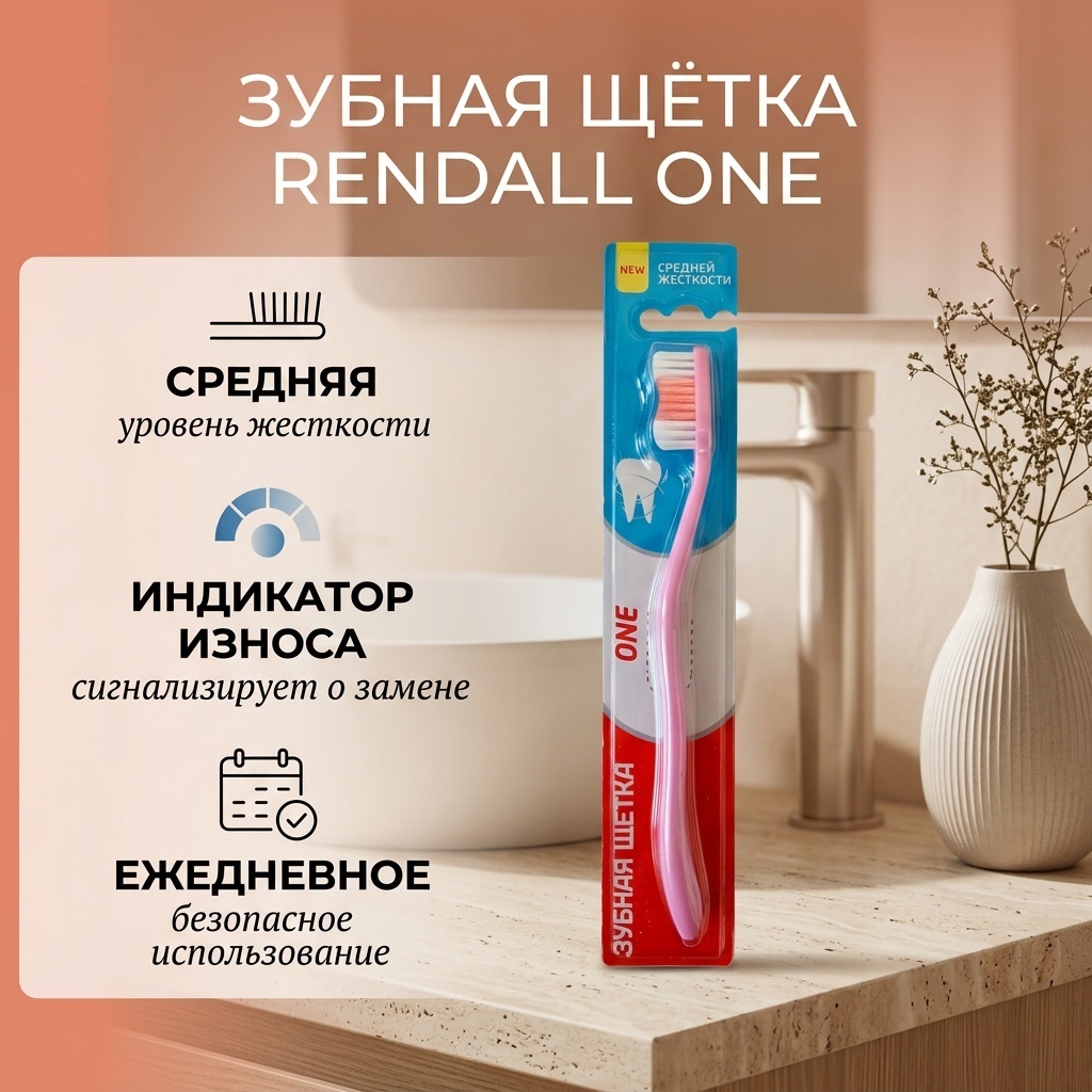 Rendal Зубная щётка Rendall One Pink зубная щетка средняя 1 шт