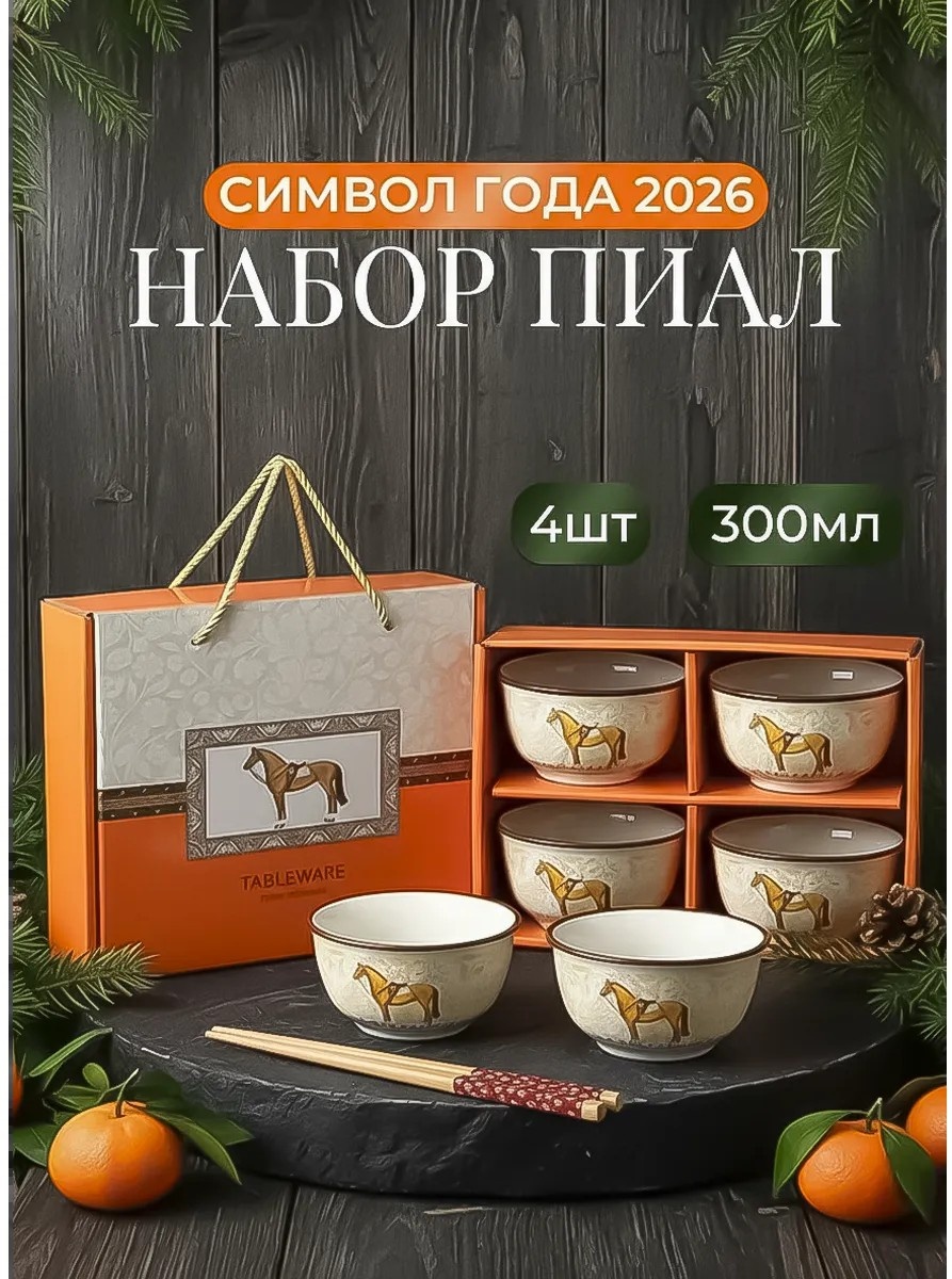 Набор пиал 4 шт, 400 мл, керамика