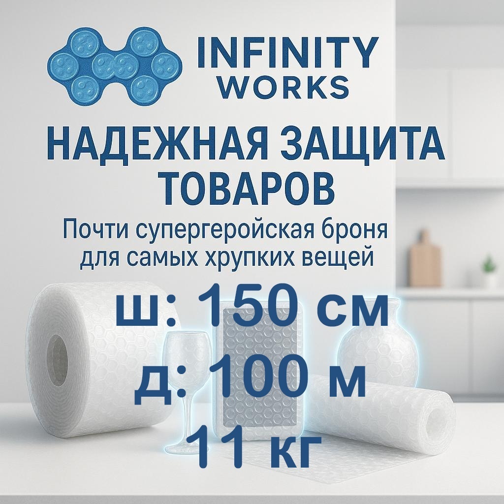 Воздушно-пузырьковая пленка Infinity Works VP-150100-11 полиэтилен 10000 см 1 шт