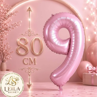Воздушный шар Leila Shine Цифра 9. 1 шт, розовый