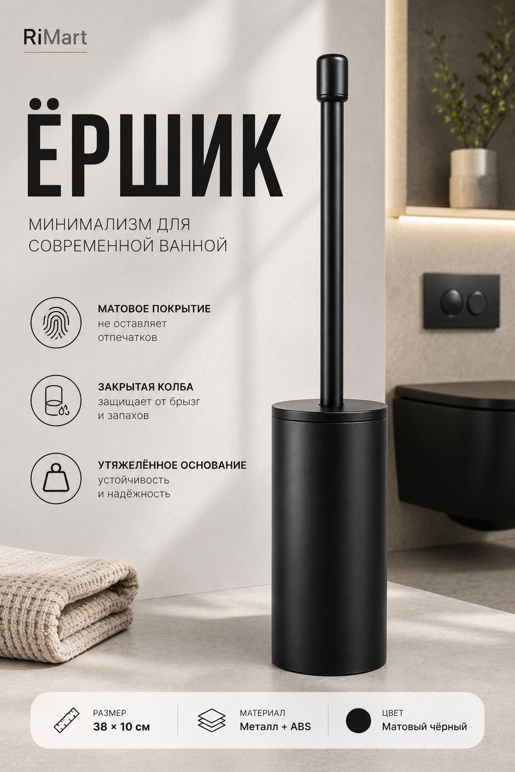 Ершик RiMart Blackgraf, пластик, металл