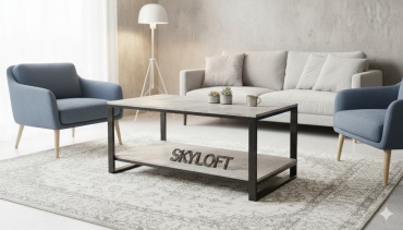 Журнальный столик Sky Loft Frame , 120х60x55 см, черный, светло серый
