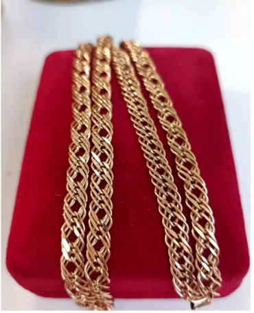 Hadisha Jewelry 743 длина 55 см, вес 7.68 г золото, плетение тройной ромб