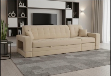 Диван Citadella Бруно, 300х90 см, обивка ткань, бежевый