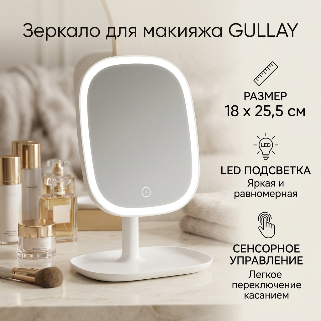 Зеркало настольное косметическое 18 см х 25.5 см