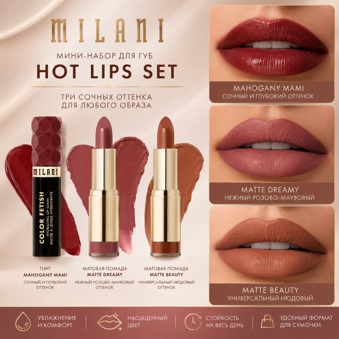 Milani Cosmetics Milani мини набор для губ Hot Lips Set набор декоративной косметики для женщин