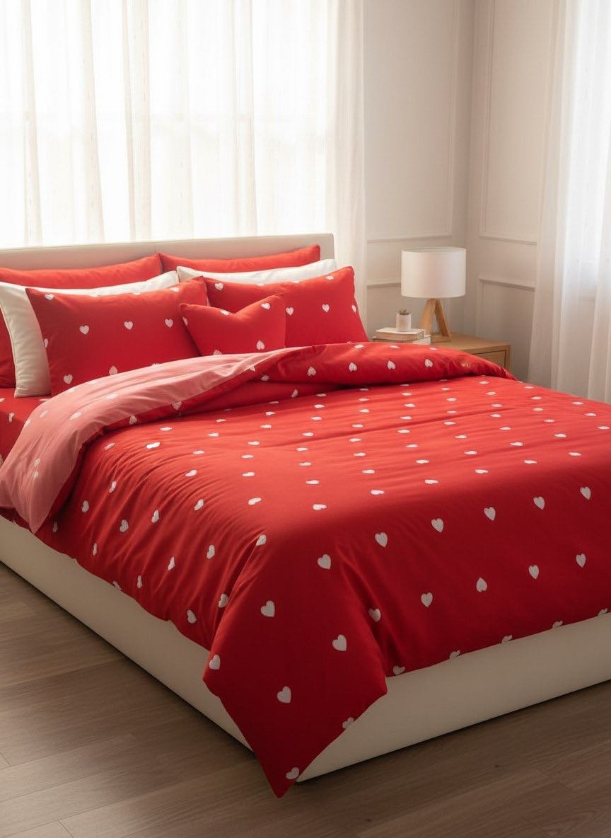 Комплект корпе с подушками 230x200 см, синтепон, красный, белый
