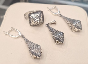 HandMade СЕРЕБРО КОМПЛЕКТ 1253 вес 27 г серебро, без вставок