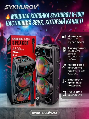 Портативная колонка SYKHUROV K-100 черный