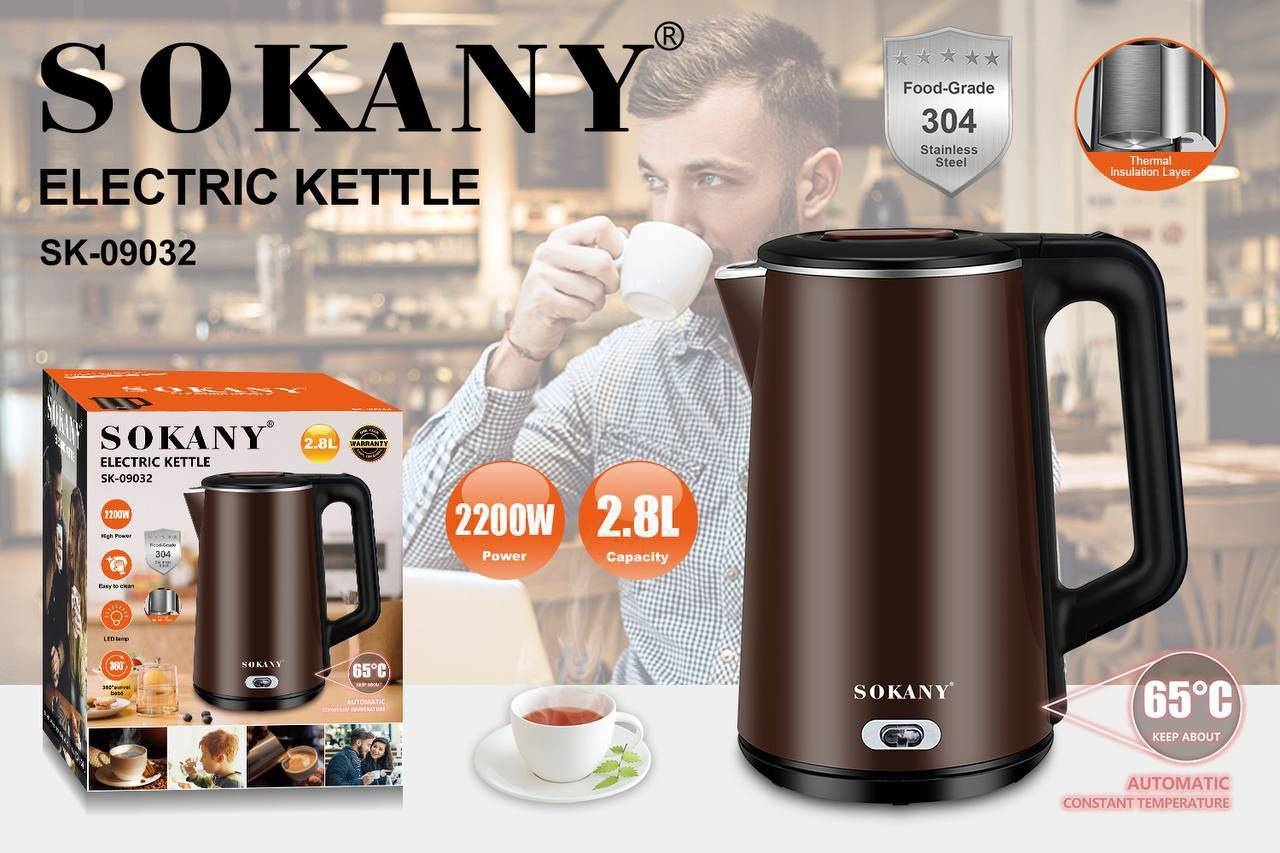 SOKANY чайник SK-09032 2.8 л, нержавеющая сталь, пластик