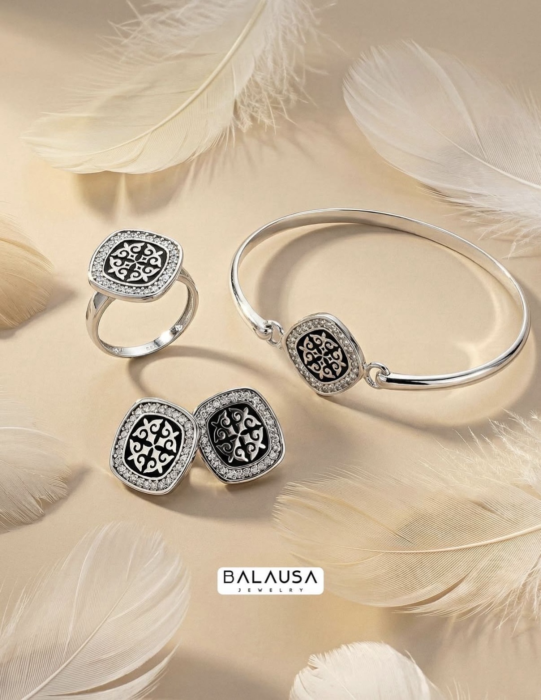Balausa Jewelry E065(2) , B139(2) вес 18.3 г серебро, фианит, эмаль