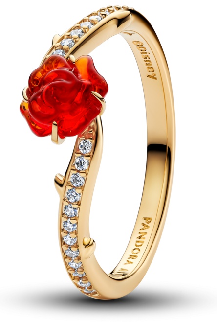 PANDORA «Зачарованная роза» Disney 163984C01-60 размер 19 вес 1.7 г сплав покрытый золотом 14К, цирконий, муранское стекло