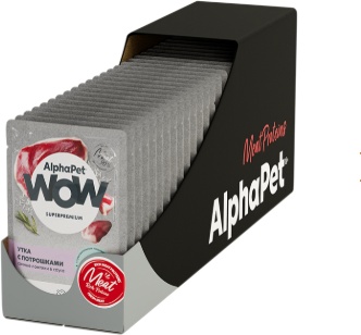 AlphaPet WOW Superpremium кусочки в соусе утка, потроха 85 г 28 шт