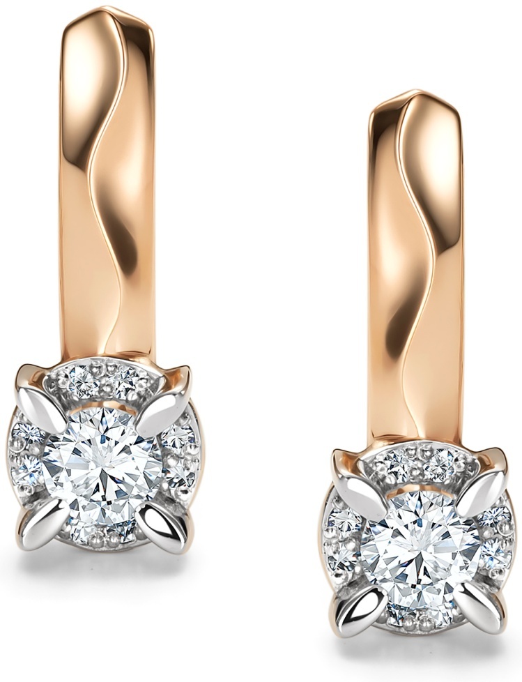 Серьги Miras Gold 26852-100 вес 2.57 г золото, бриллиант