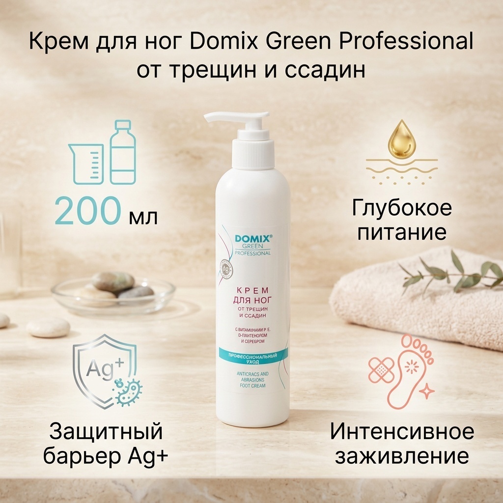 Domix Green Professional от трещин и ссадин крем для ног 200 мл