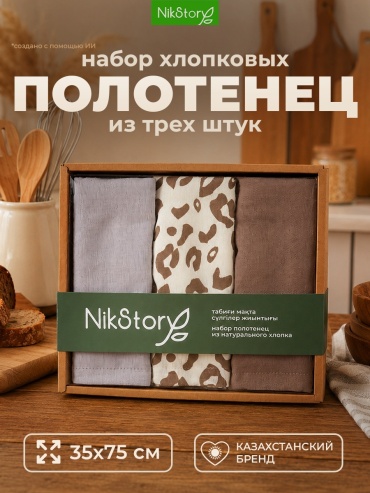 Набор полотенец NikStory 75x35 см, хлопок, 3 шт,