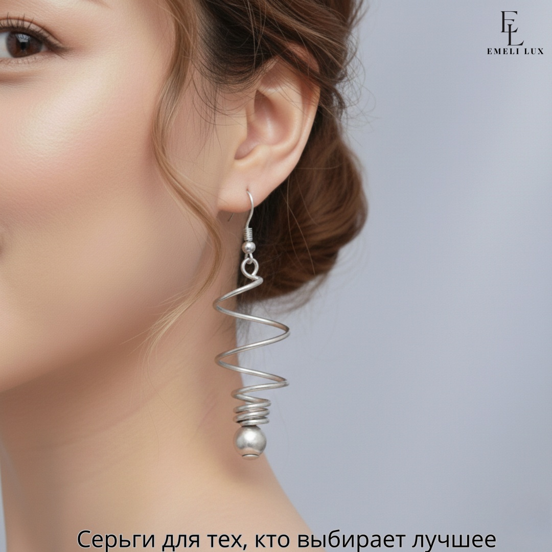 Серьги Emeli lux 22233 вес 1 г сплав с родиевым покрытием, сплав покрытый серебром 925, без вставок