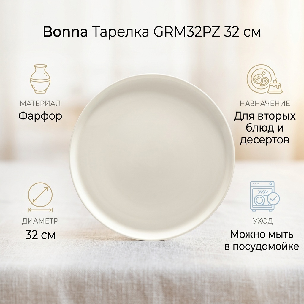 Тарелка Bonna 32 см, 1 шт, фарфор